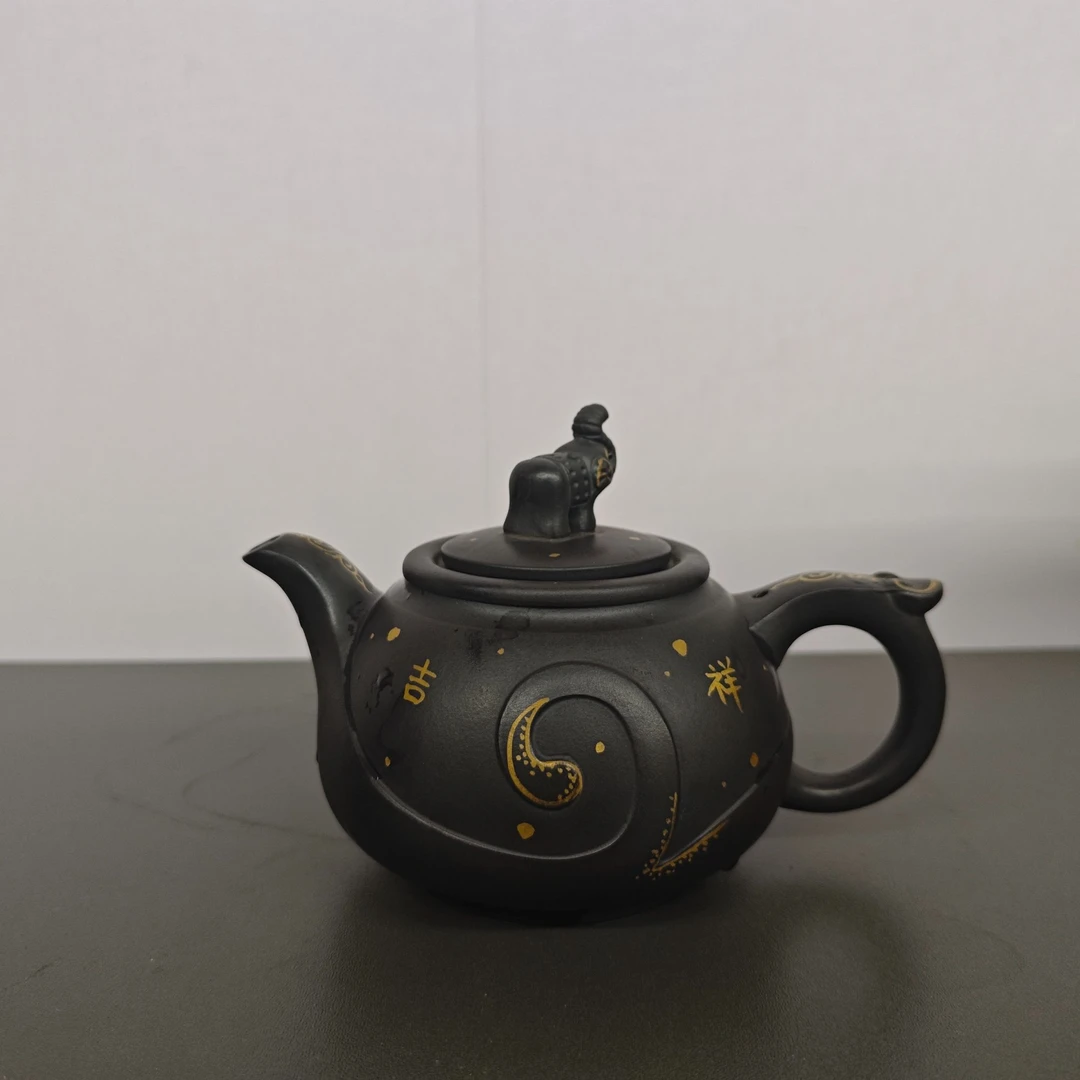 DT340扭转吉祥如意石黄紫砂壶