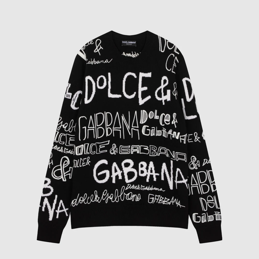 DOLCE GABBANA杜嘉班纳DG羊毛logo圆领男针织衫GX533ZJBVY0S9000
