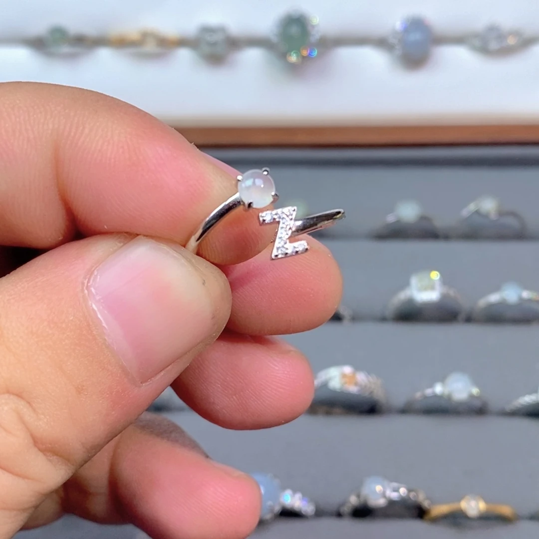 翡翠银S925镶嵌戒指