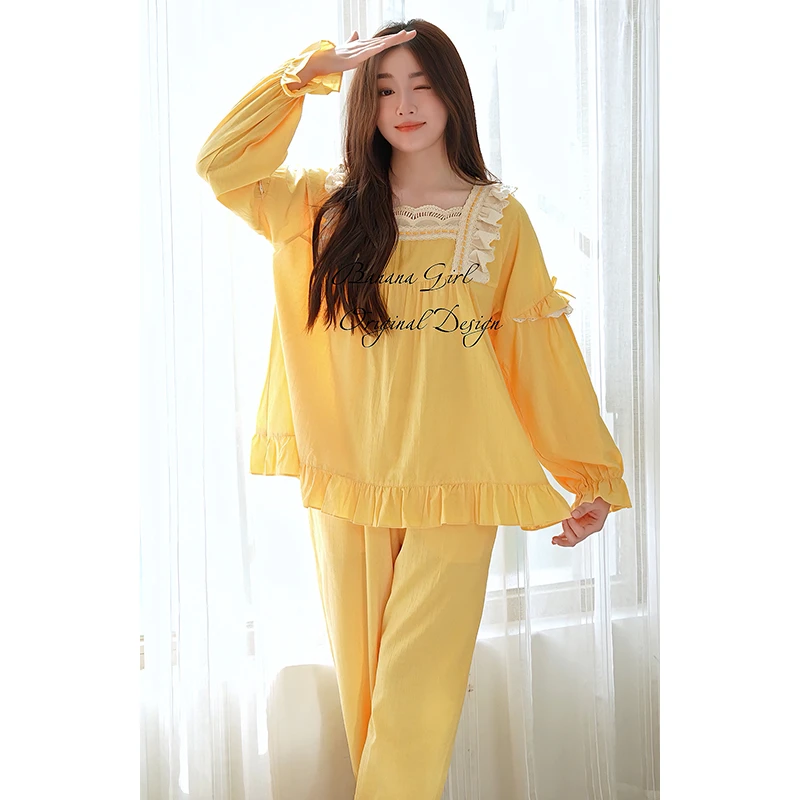 Bananagirl睡衣女春夏新款甜美长袖套装宽松时尚韩版家居服可外穿