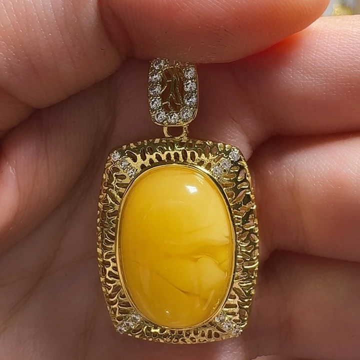 蜜蜡银S925镶嵌吊坠(不含链)吊坠