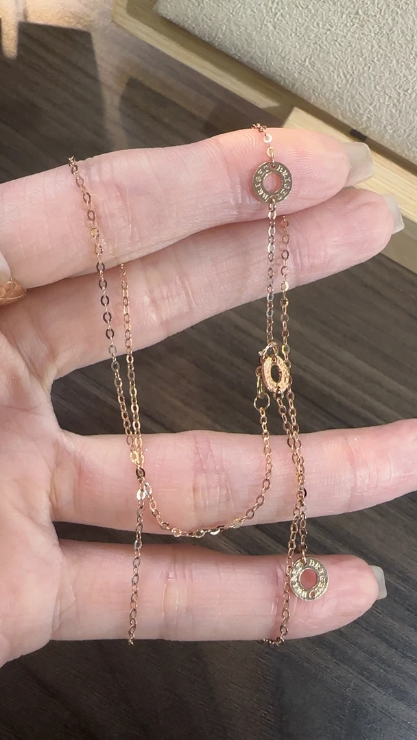 正品18金三饼链条