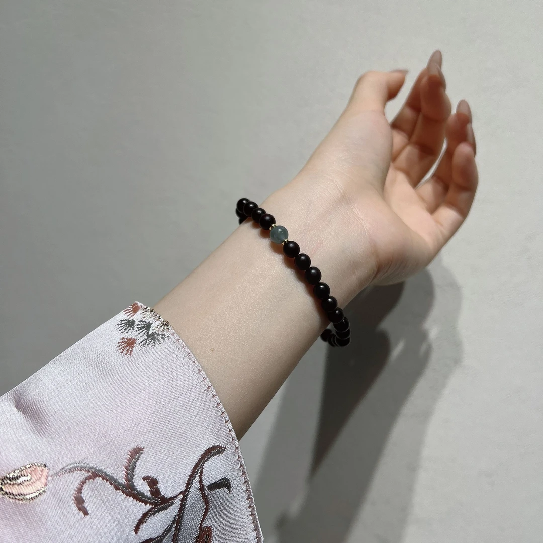 素圈翡翠手串女款百搭复古卡6