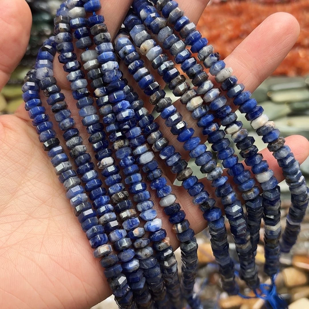 玛瑙/玉髓未镶嵌珠宝半成品卡6蓝纹六角隔片一条