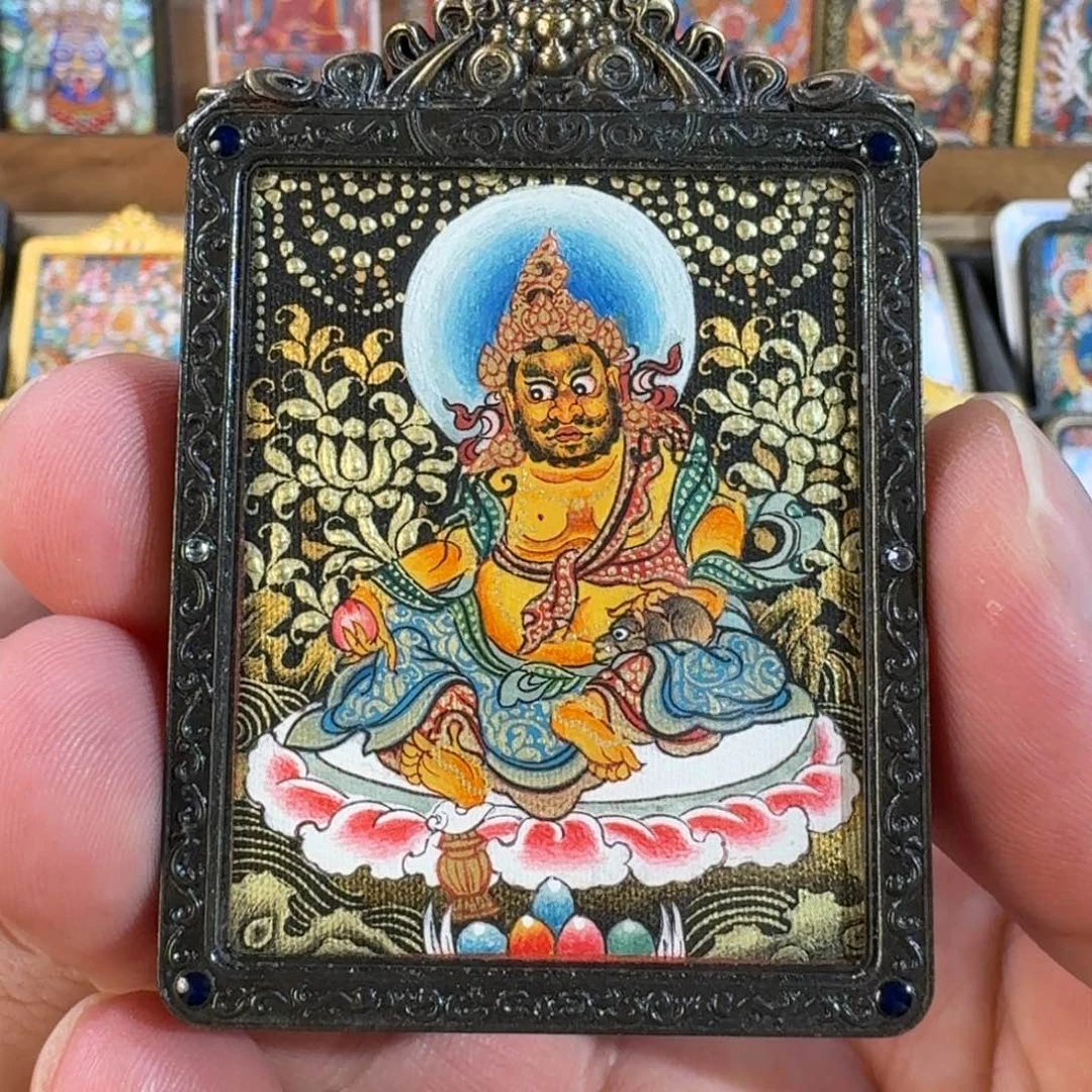 热贡纯手绘唐卡黄财神