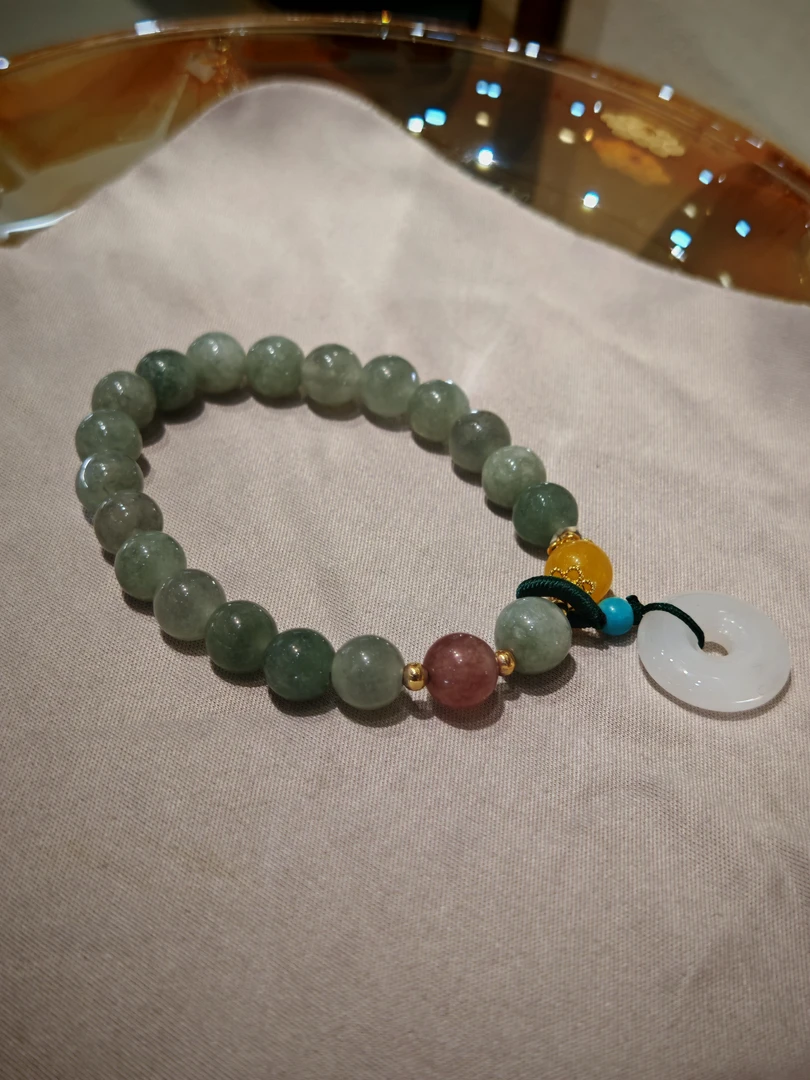 钛钢锆石手链 玉石手链简约饰品单圈手串串珠手饰小众，清澈高贵