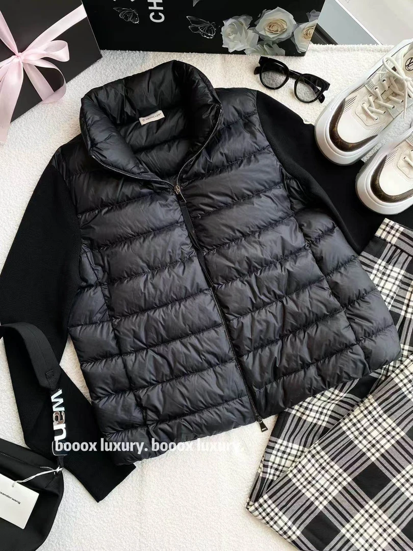 95新 MONCLER  xw143 锦轮 立领拼接羽绒服外套 L码