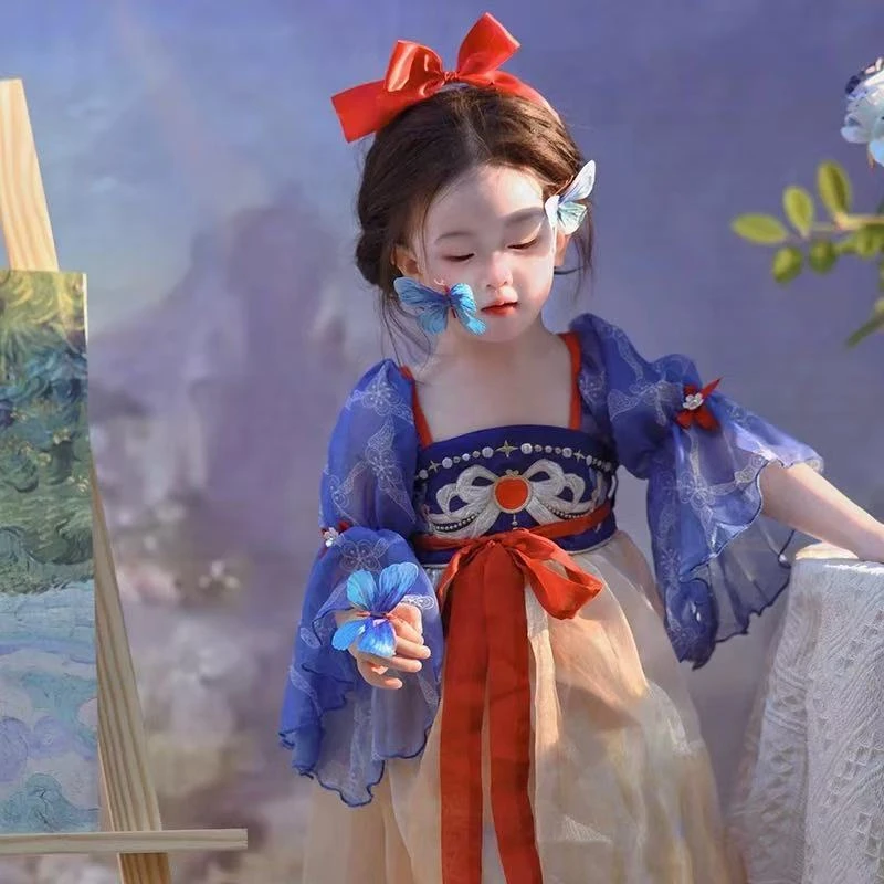 白雪公主裙古风新中式儿童襦裙汉服女童小女孩生日礼服国风连衣裙