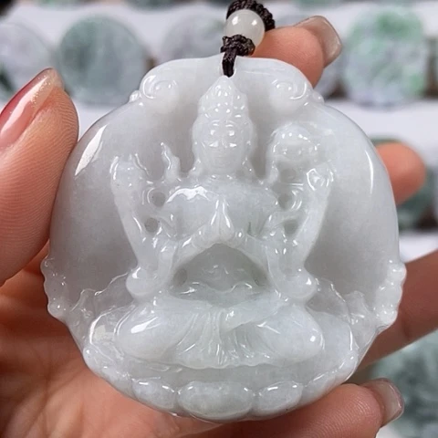 翡翠颈饰未镶嵌千手观音福利