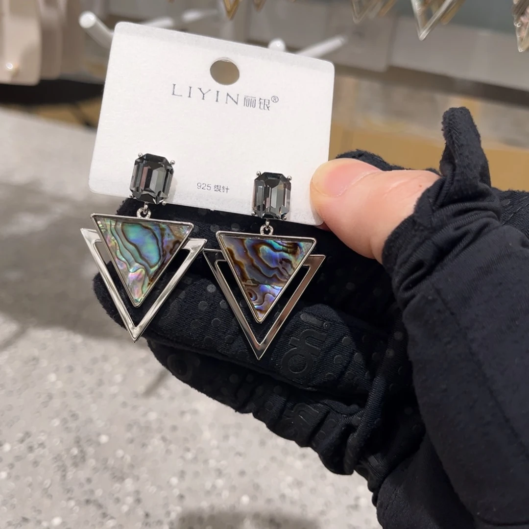 铜合金925银合成立方氧化锆复古油彩风耳坠