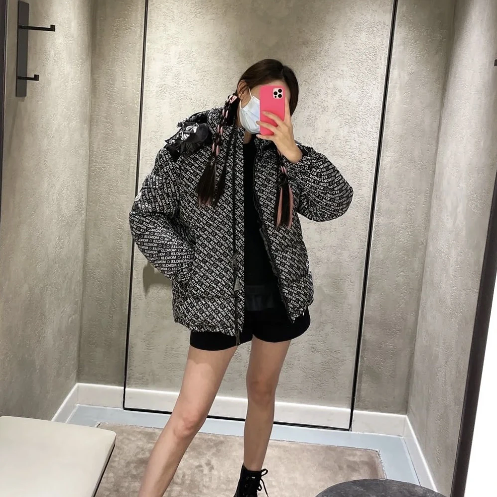 99新 MONCLER Maire弹幕字母logo满印羽绒服 0码 cl01547
