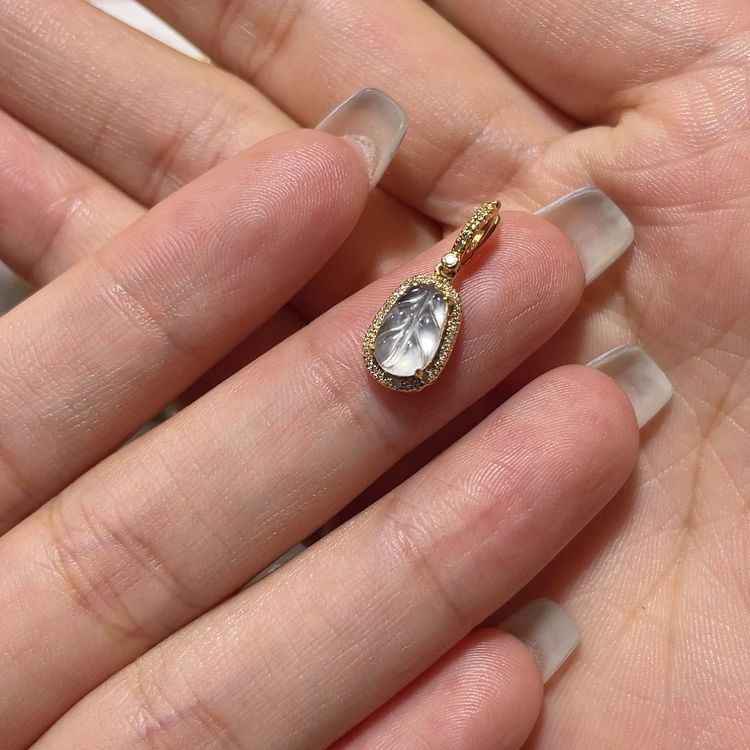 吊坠(不含链)18K金镶嵌翡翠