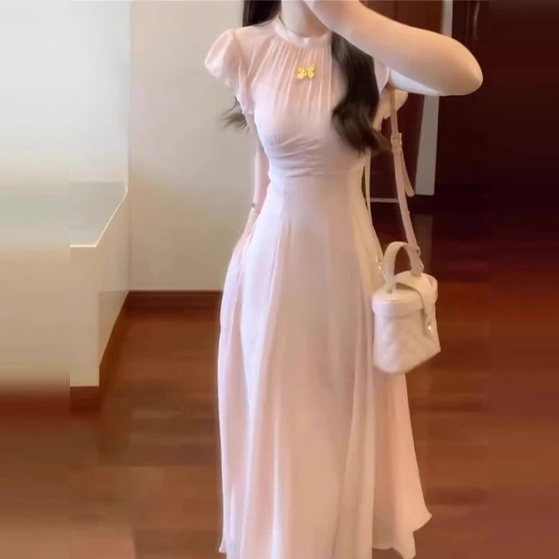 气质名媛御姐风高级感收腰连衣裙温柔风独特漂亮超好看长裙子夏季