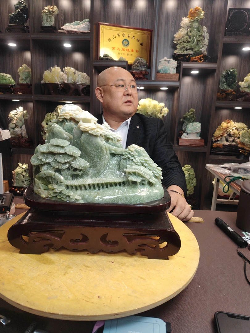 冰绿山水摆件原创创意作品居家办公摆放