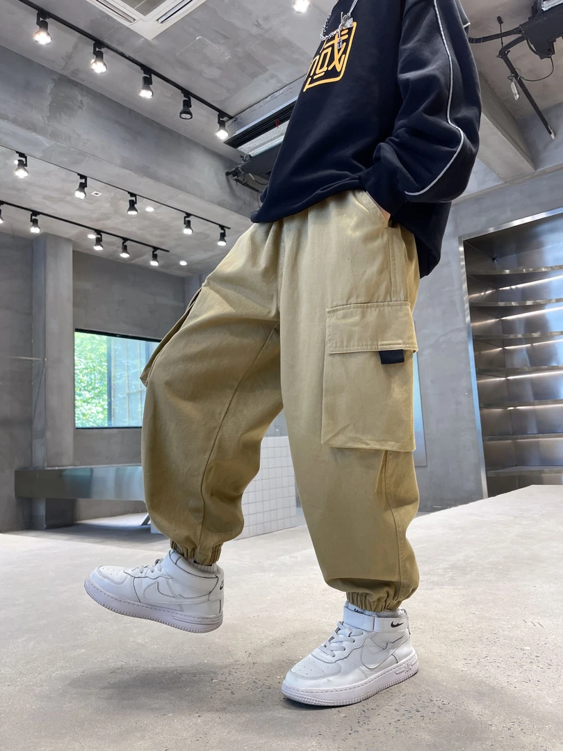 2024冬款中大童加绒加厚工装裤儿童潮裤百搭款加绒裤子/KZ2181R x