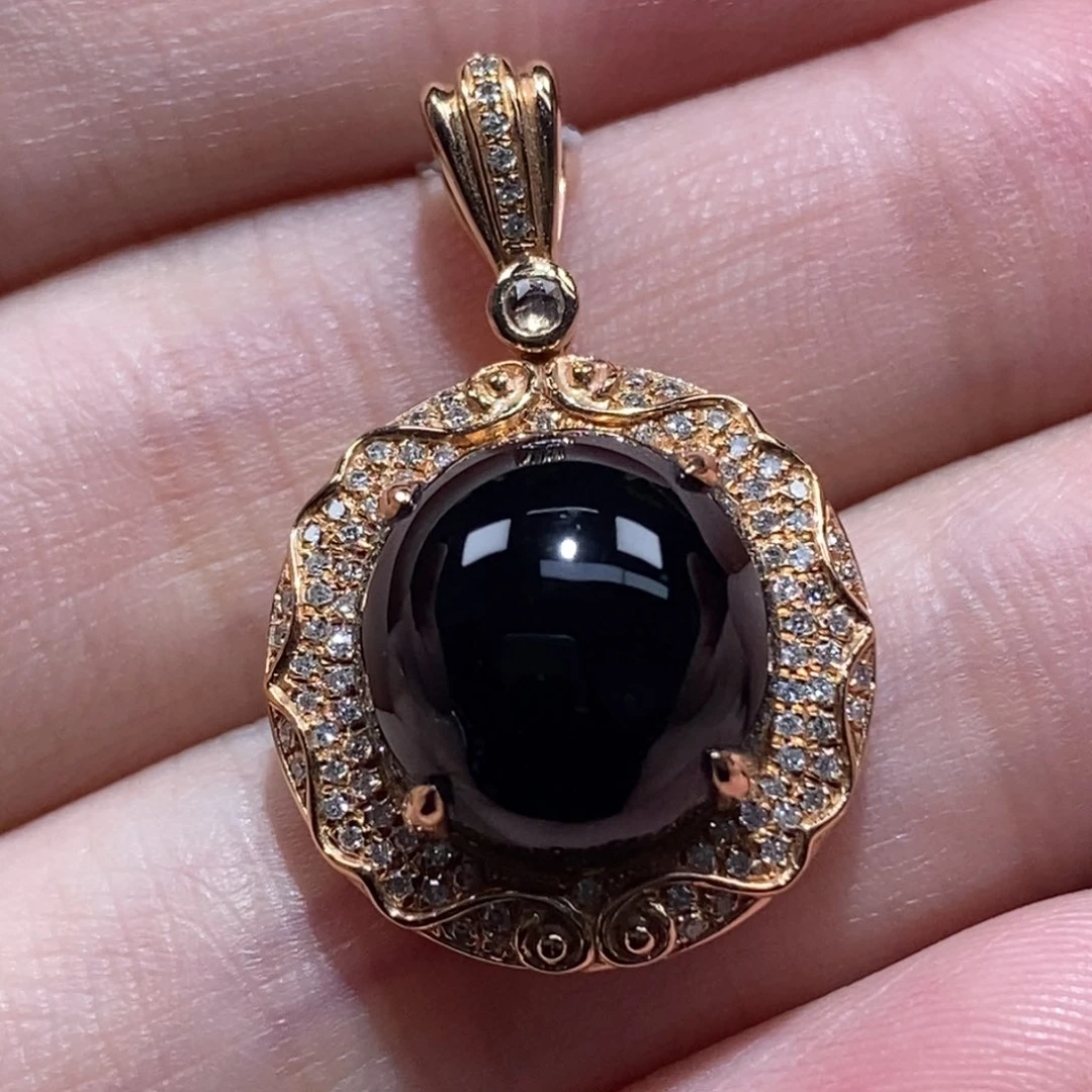 吊坠(不含链)18K金镶嵌翡翠