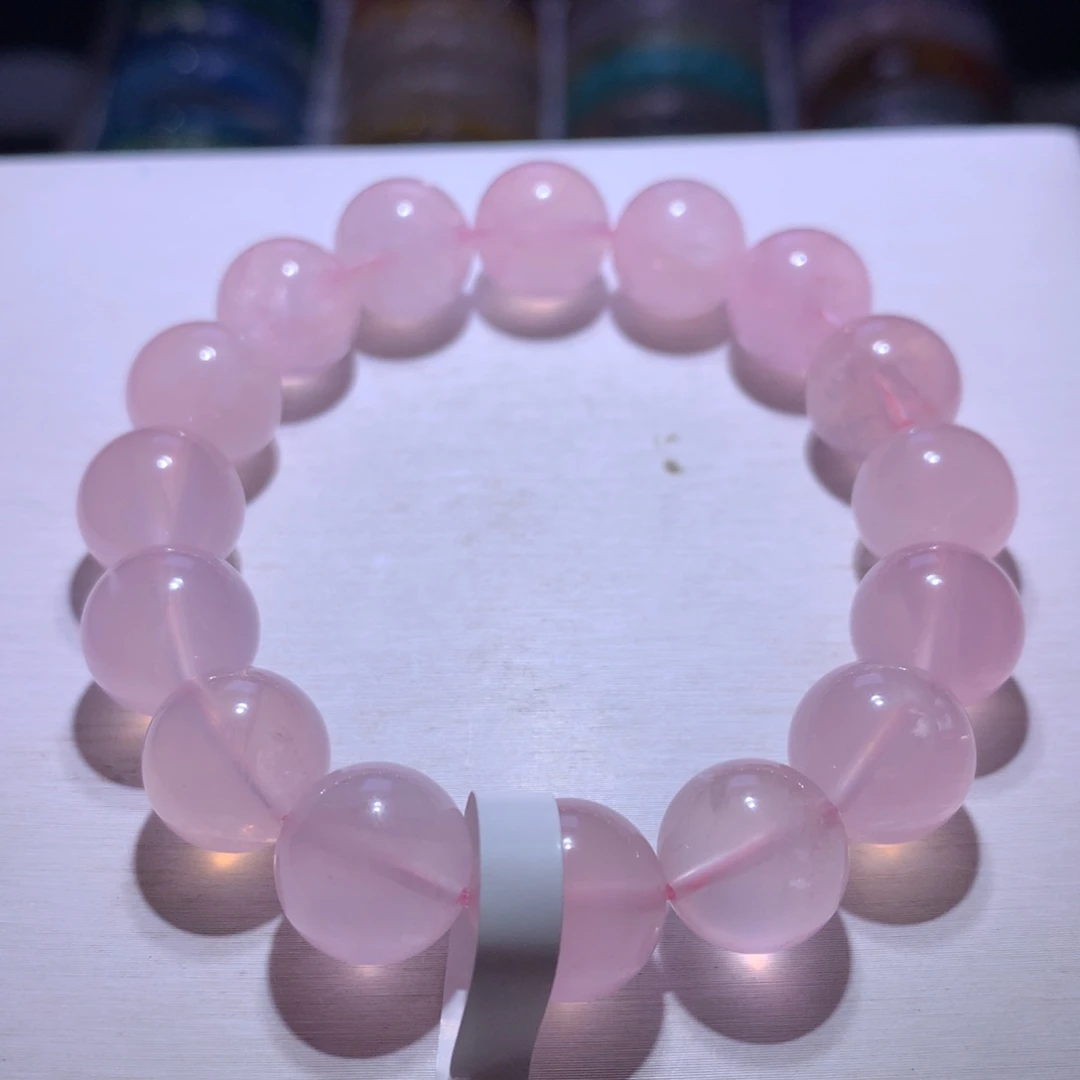 水晶银S925镶嵌手串粉晶12.8m