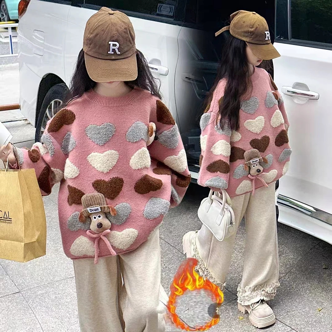 【现货】女童毛衣秋冬装2025新款毛衣儿童装冬季针织衫大童卡通加厚