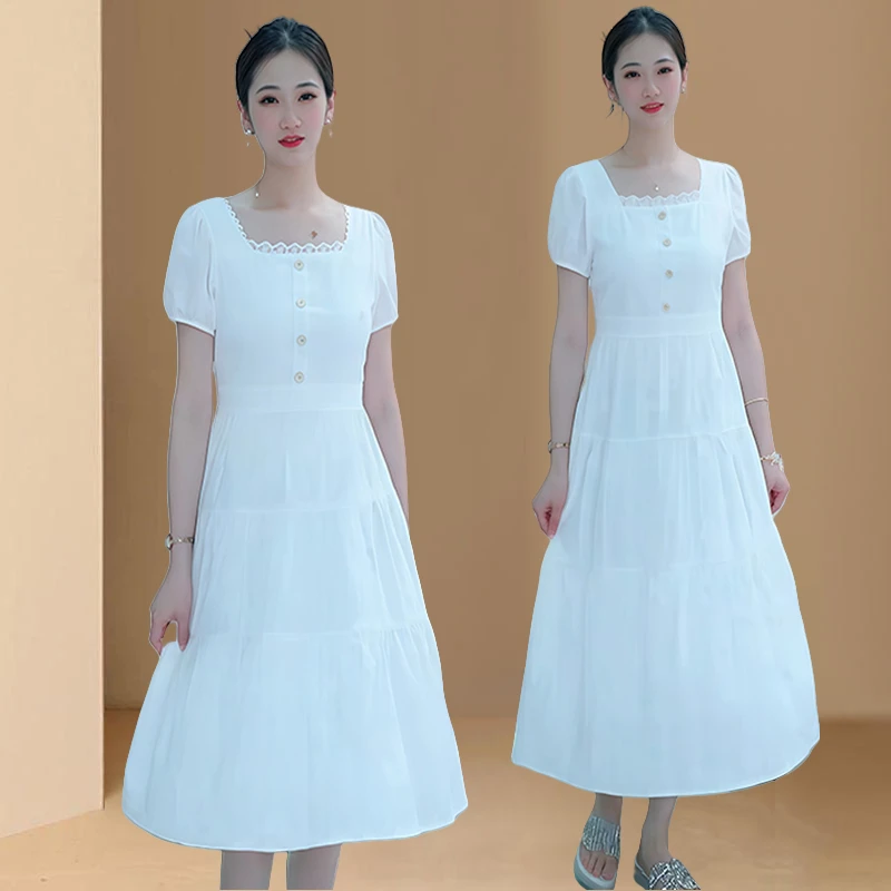极简风时尚短袖连衣裙女士2026年夏季新款韩版宽松小个子百搭裙子