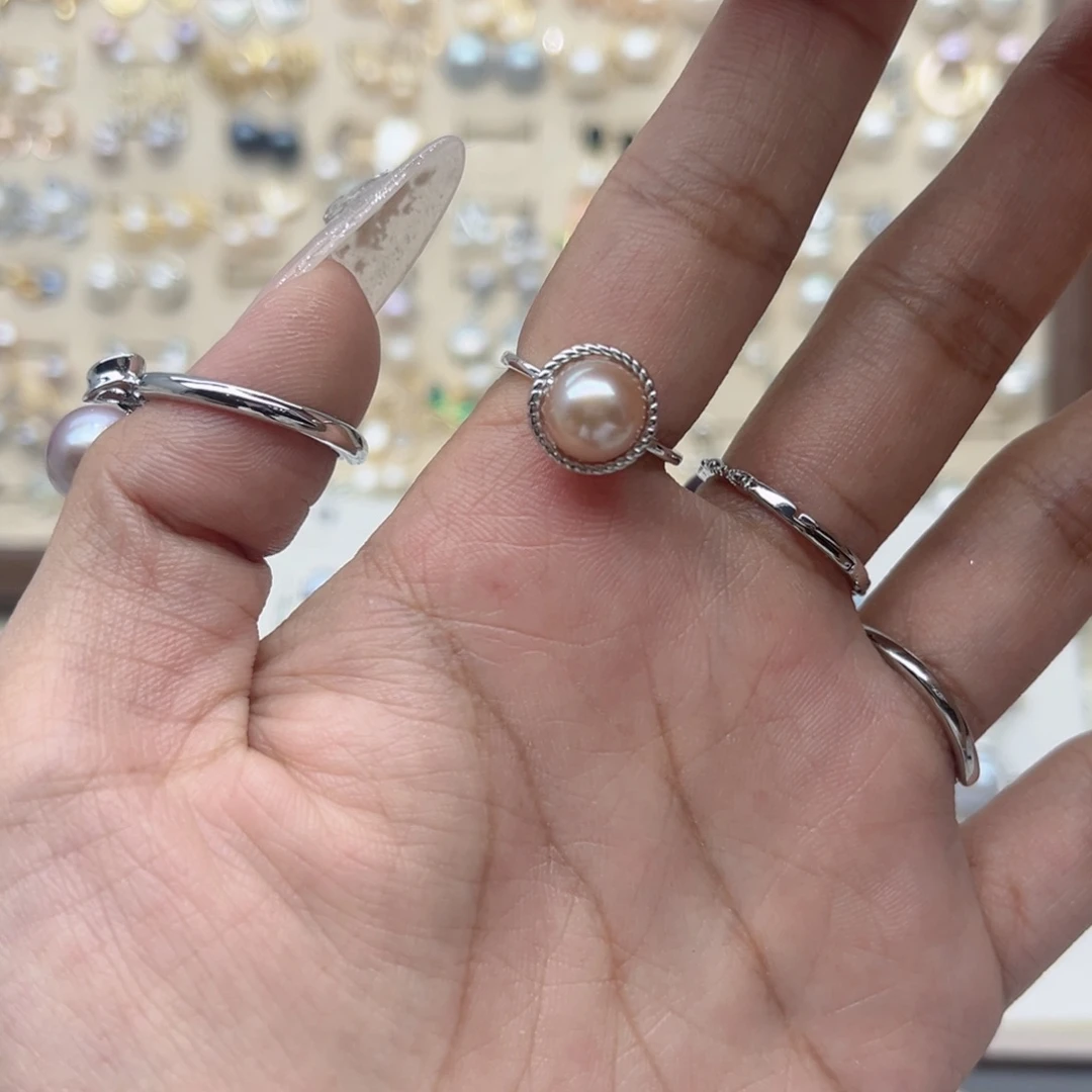 *****合金戒指淡水珍珠
