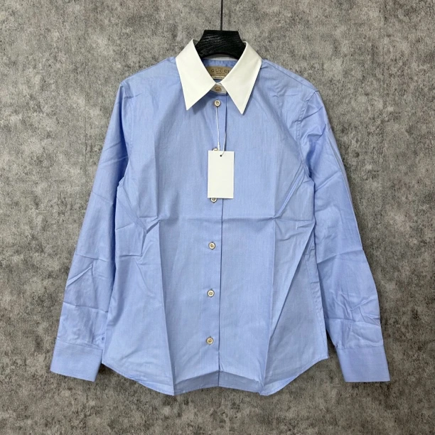 未使用 GUCCI/古驰 蓝色白领工服衬衫