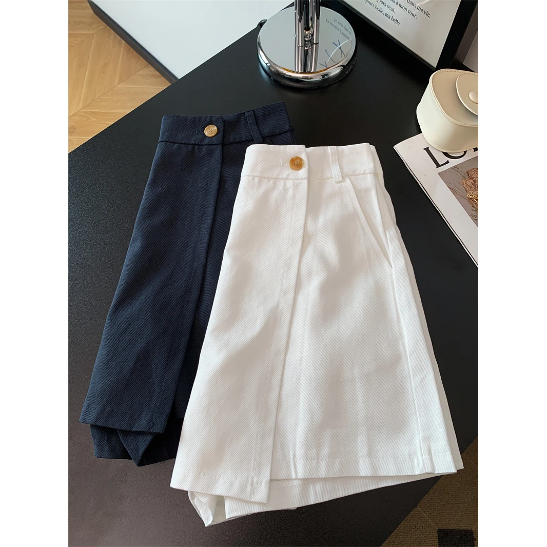 非常难遇的版型！侧开叉防走光西装短裤假两件小个子休闲a字半身裙