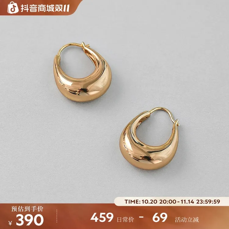 925银耳饰 白岚月亮耳环女925银气质金色小众轻奢时尚耳饰ED1990