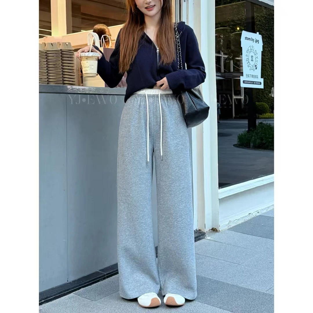 【现货】秋季新款显瘦高腰时尚百搭抽绳长裤休闲裤-3169