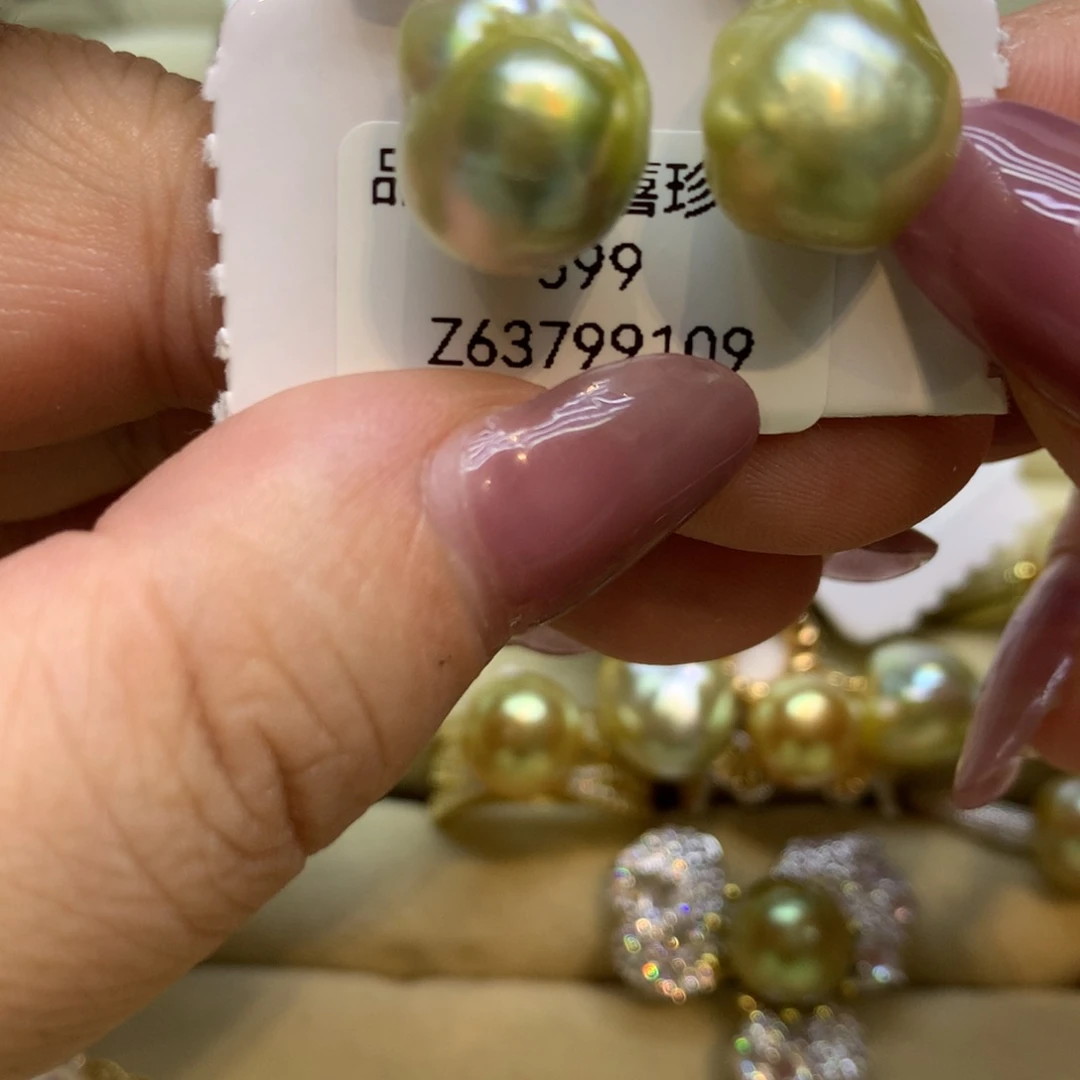 银S925镶嵌耳饰海水珍珠