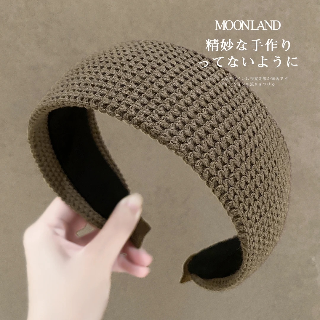 秋冬新款简约针织宽边发卡女款日常外戴洗脸发箍洋气时尚压发头箍