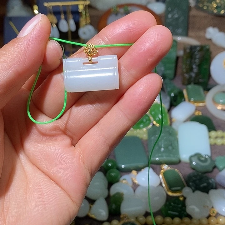 和田玉（白玉）18K金镶嵌吊坠(不含链)