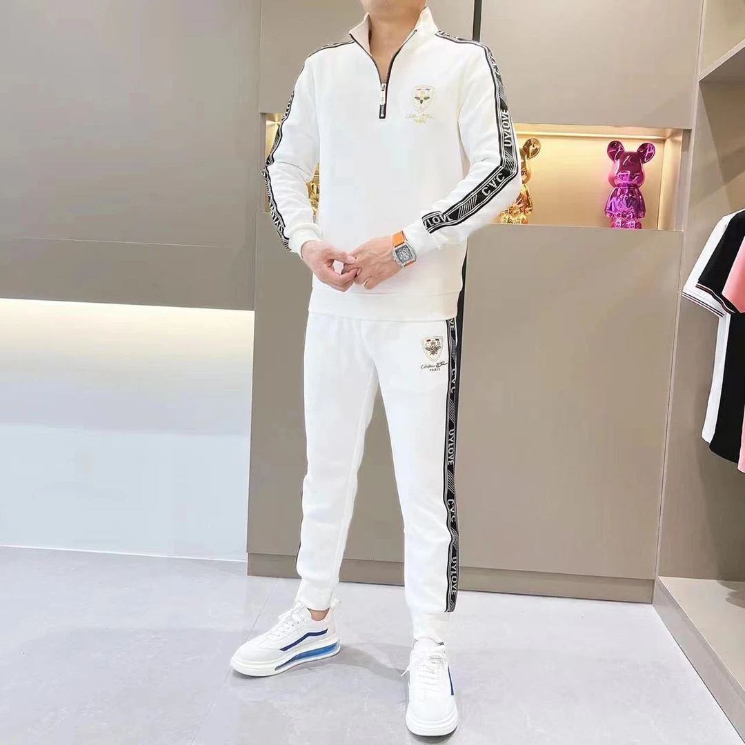 男士高品质秋季套装轻奢百搭潮流时尚休闲运动气质立领拉链两件套