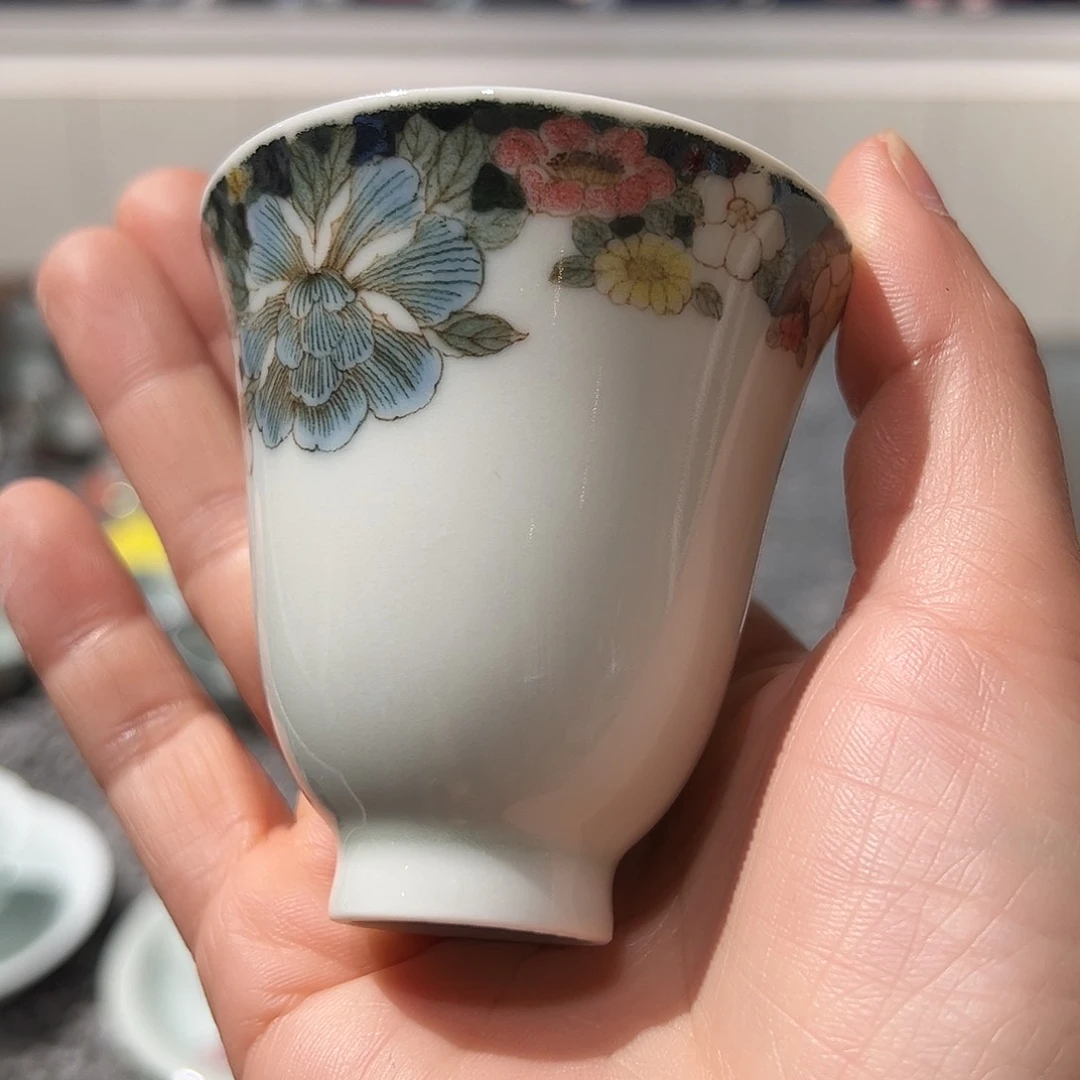 堂钟正窑柴窑釉下五彩杯杯杯杯