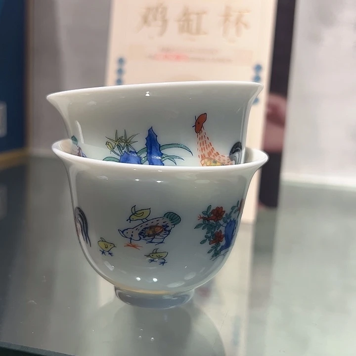 摆件景德镇高温瓷器鸡缸铃铛杯