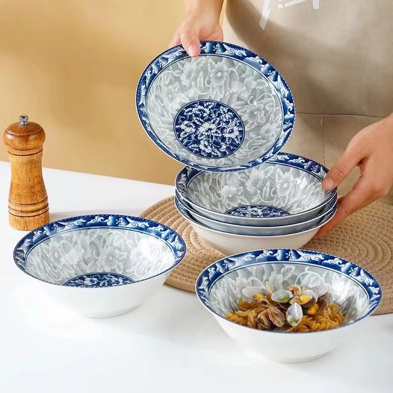 8只7英寸青花瓷斗碗家用颜值陶瓷餐具饭碗陶瓷碗