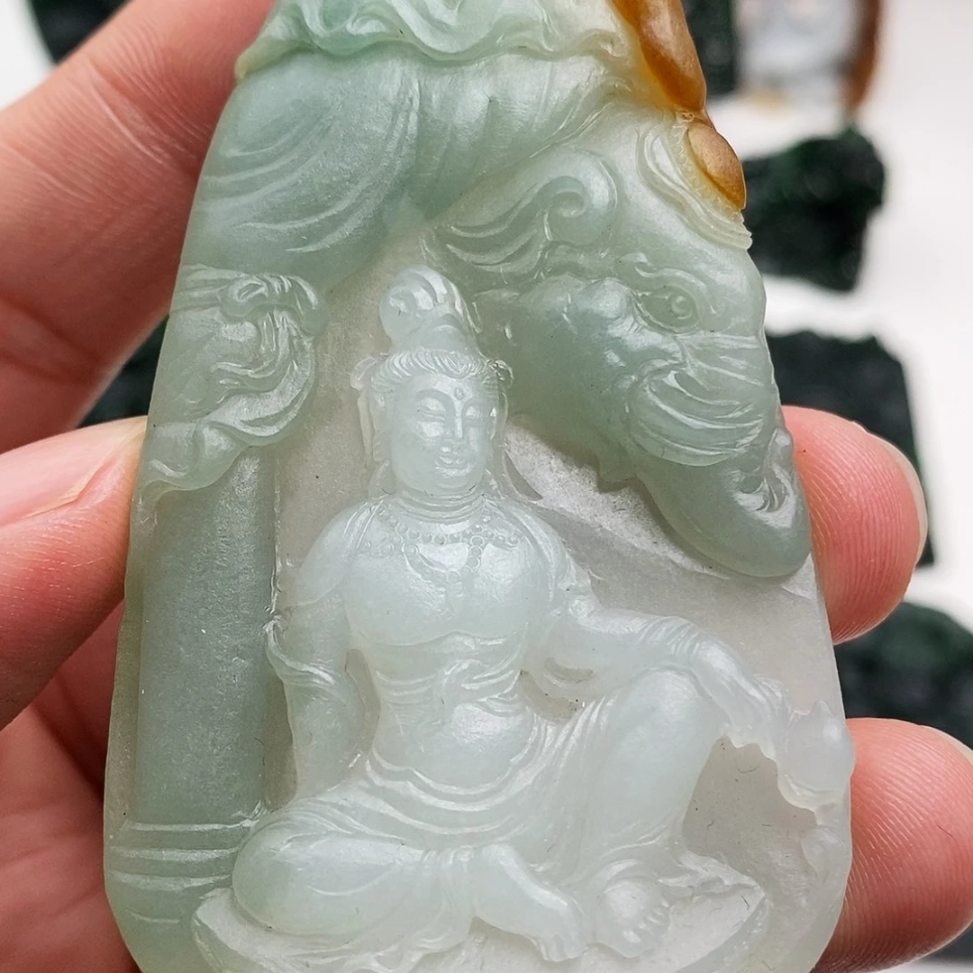 定制翡翠未镶嵌普贤观音