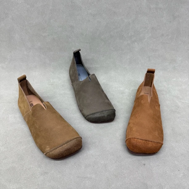 2072-1透气圆头磨砂皮单鞋舒适懒人鞋时尚皮鞋豆豆鞋平底鞋休闲鞋