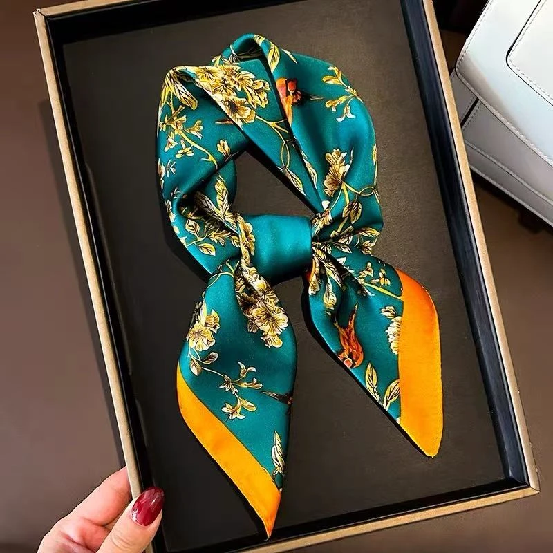 金色牵牛花u310新款优雅丝巾四季百搭围巾装饰小方巾70*70