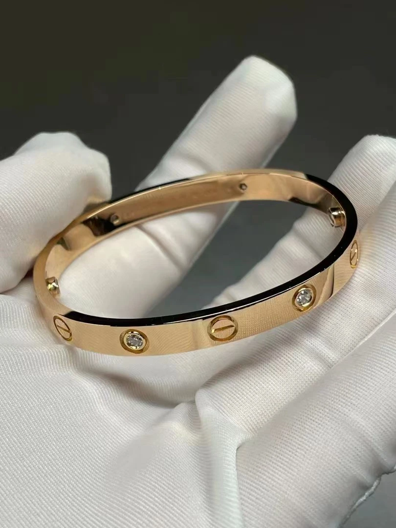【CHERISH】18k  卡家宽版四钻手镯天然钻石（48小时鉴赏期）