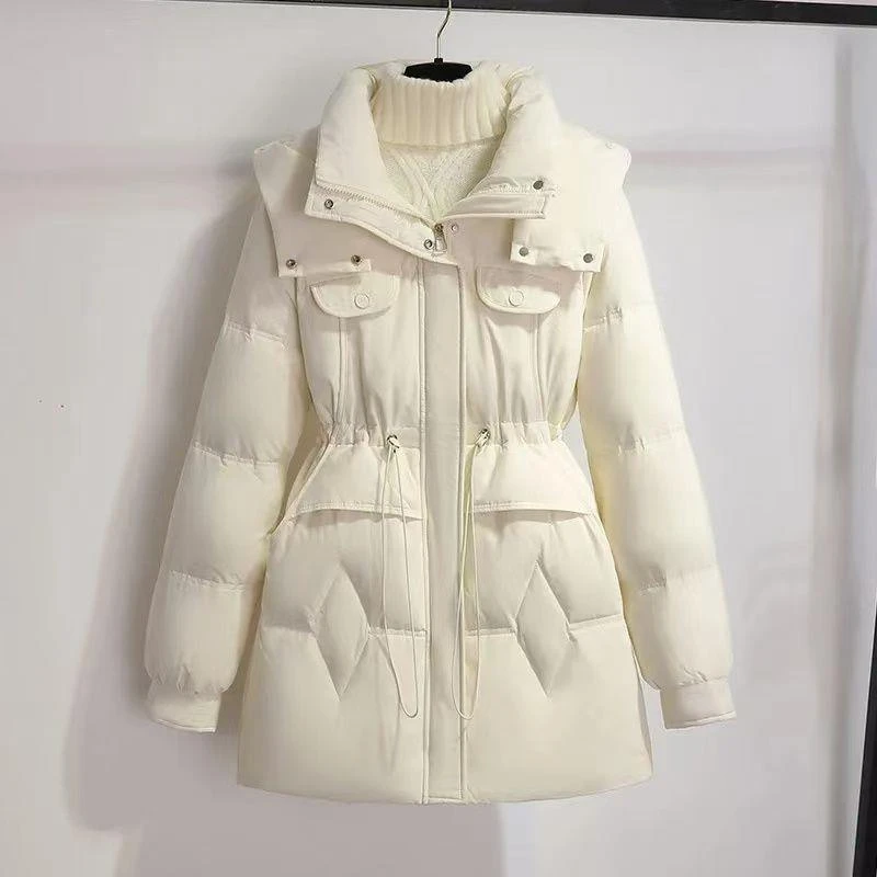 小香风冬季外套棉衣女中长款韩版宽松显瘦棉服收腰女士棉袄装