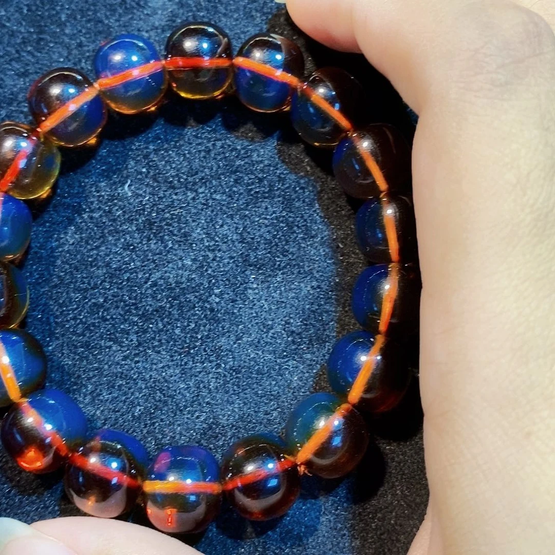 胡***⑥蓝珀未镶嵌珠宝奇石12MM红蓝老型