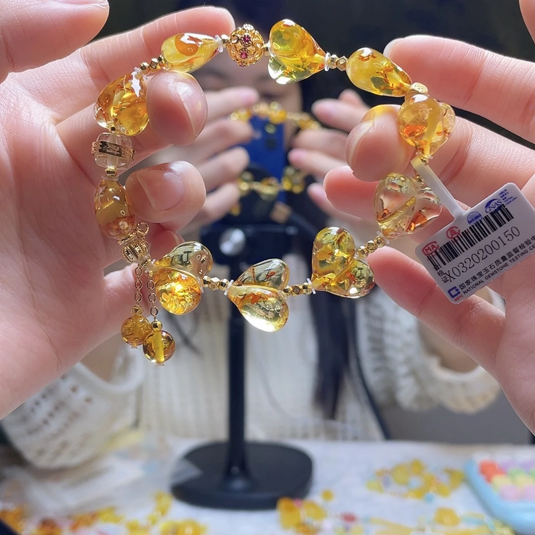 琥珀未镶嵌裸石手链