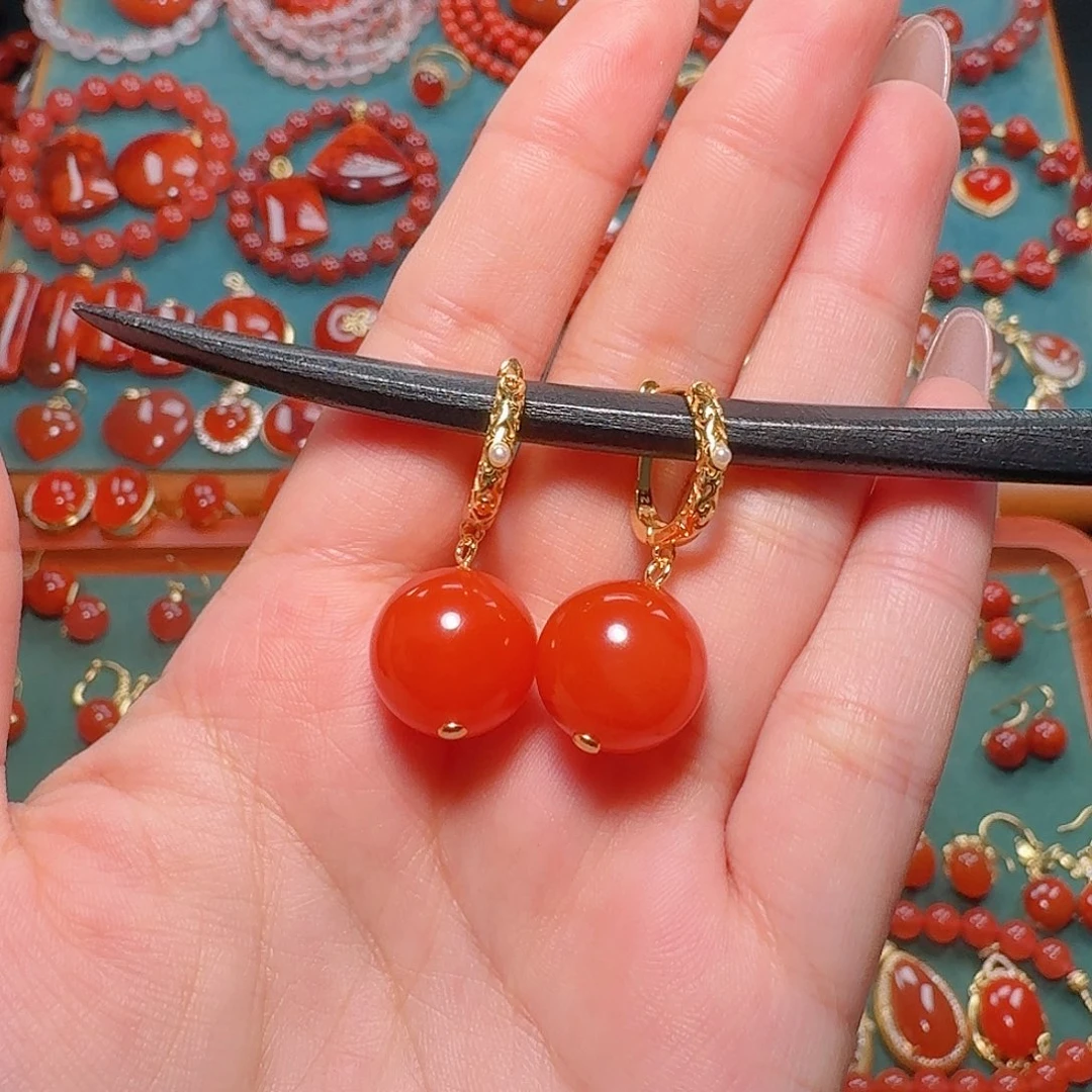 南红玛瑙银S925镶嵌14+