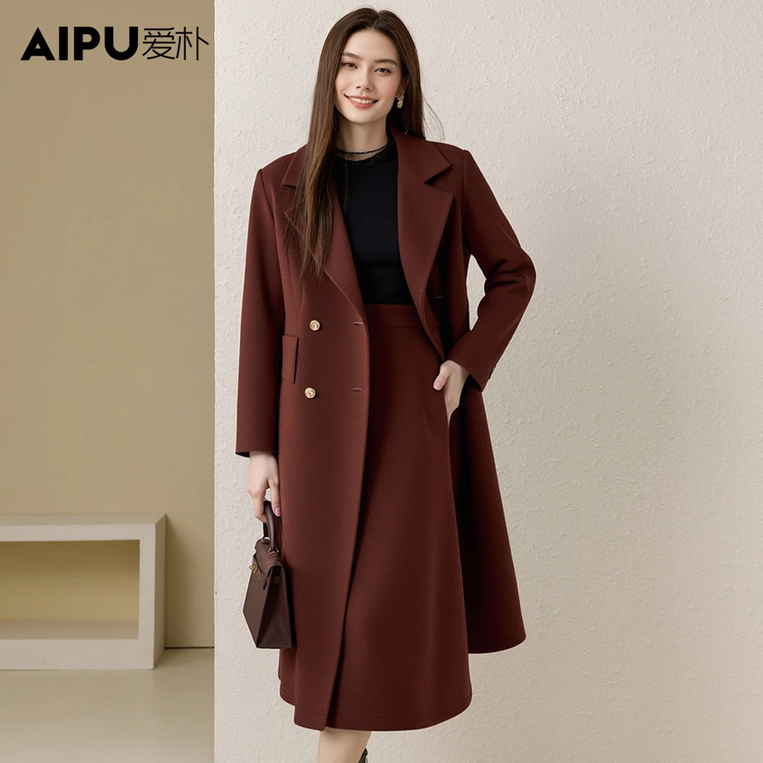 爱朴品牌大码女装冬季新款洋气时尚显瘦欧若风百搭气质大衣66914A