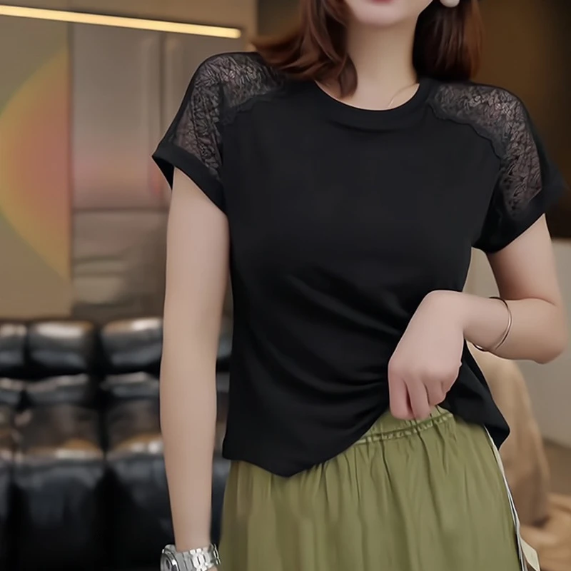 2025夏季薄款小众女装短袖T恤女夏季小个子独特漂亮修身显瘦上衣