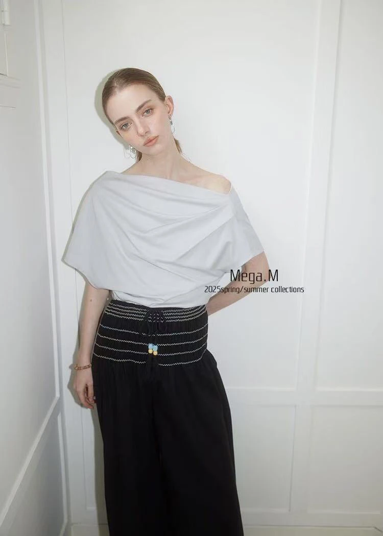 福秒-荡荡领的！可一字肩的短袖T恤（MG06043#）MG