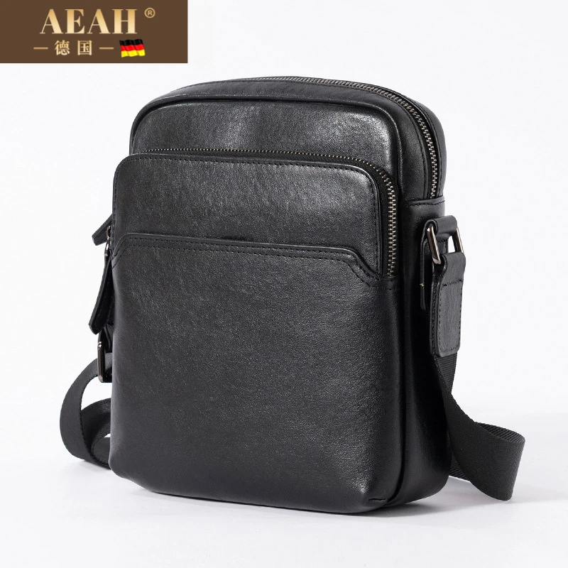 AEAH2025男士植鞣牛皮斜挎包新款头层牛皮通勤单肩包大容量休闲男