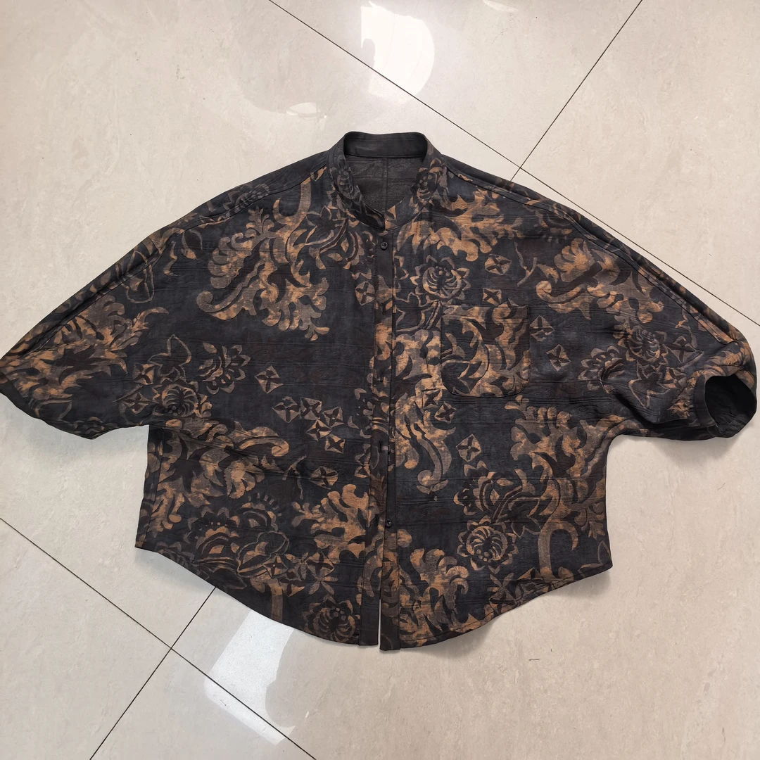 重磅香云纱桑蚕丝双面双穿外套国风提花0412