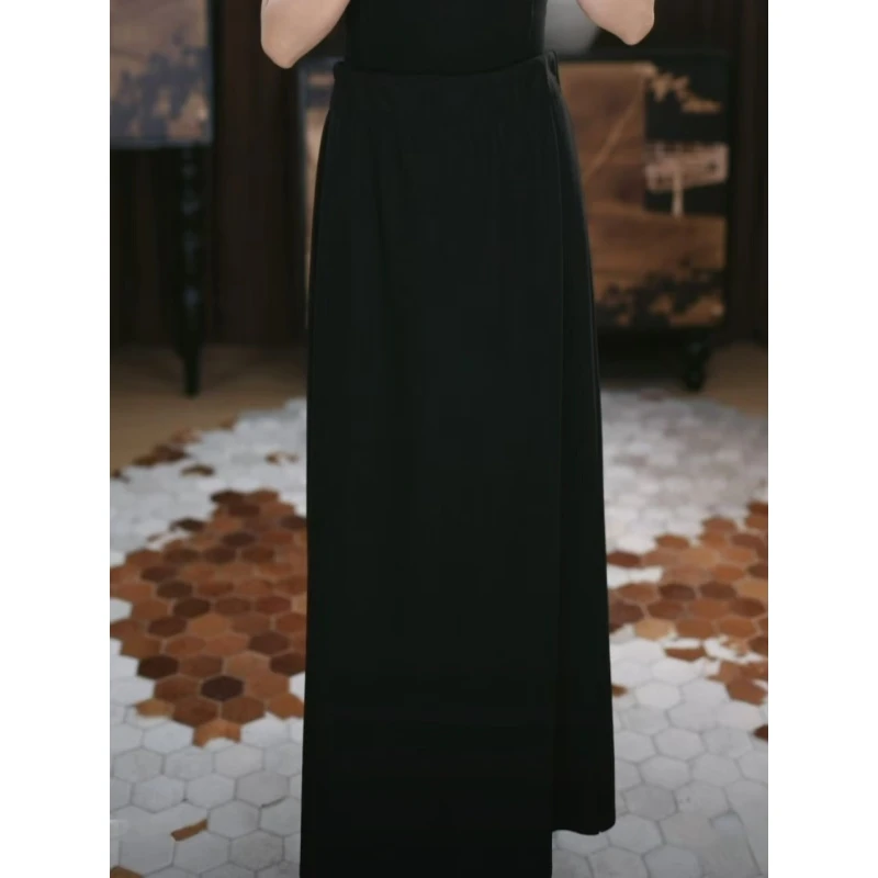 [南柯]时尚秋冬黑色休闲透气宽松复古气质裤子修身设计师半裙