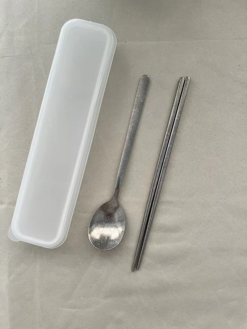 纯钛结晶冰花设计韩式勺筷餐具元宝勺筷组合钛筷子纯钛筷子钛勺子